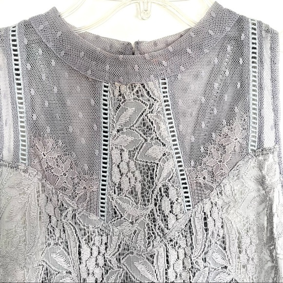 Free People Maisie Modern Mesh Lace Tunic Tank Top Gray Size S - Picture 5 of 11